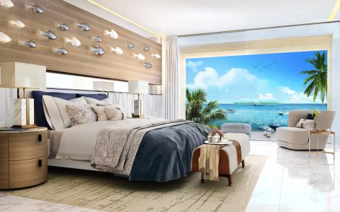 portofino hotel sea view bed room