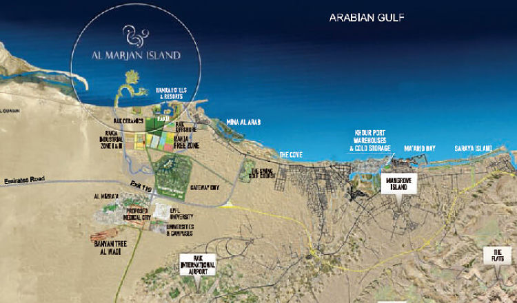 Al Marjan Island - Location Map
