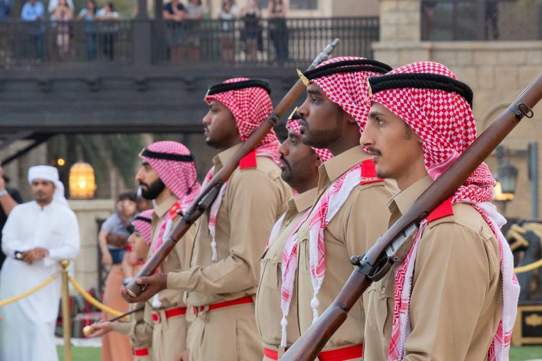 Dubai Police during ramadan at a canon firing ceremony