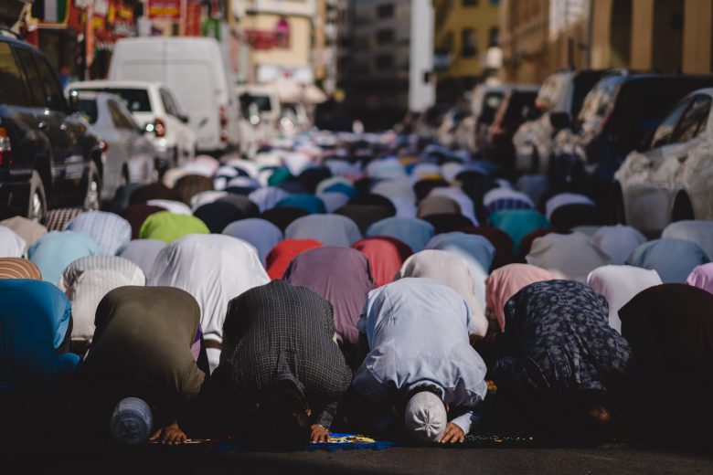 Muslims Praying during the holy months of ramadan in Dubai