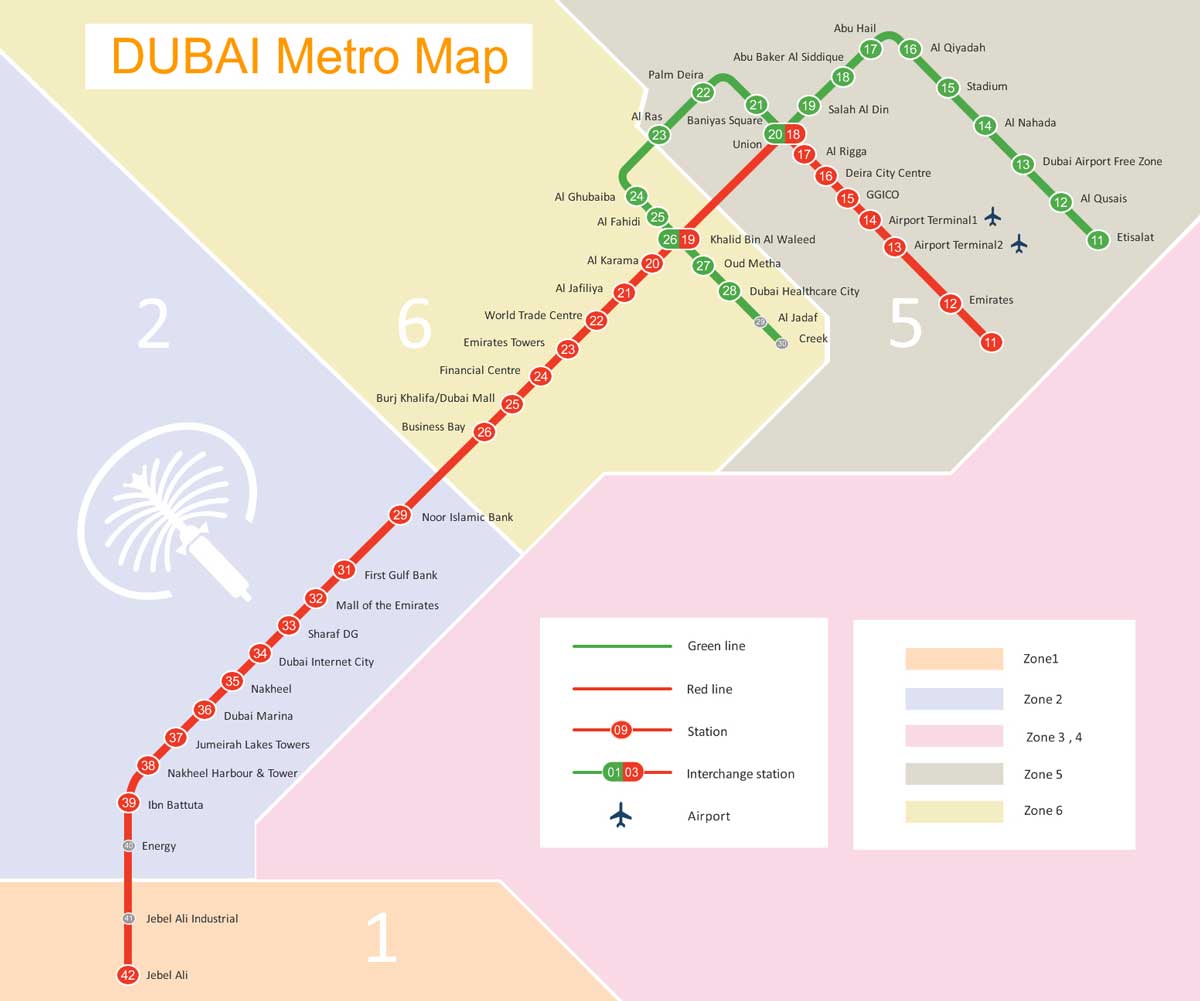مسیر خطوط مترو دبی