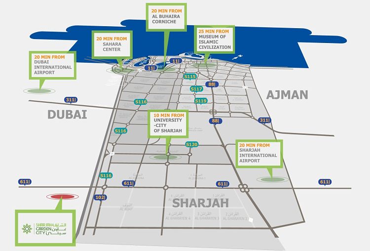 Sharjah Garden City - Location Map
