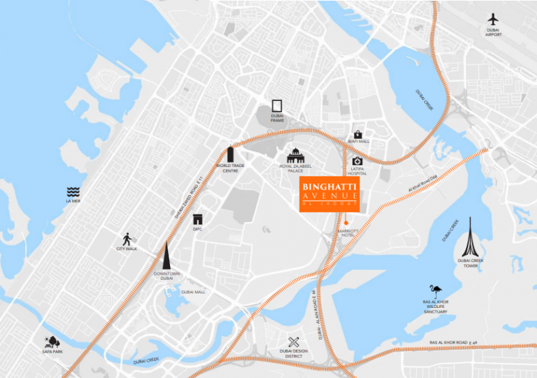 Binghatti Avenue At Al Jaddaf By Binghatti Developers - Location Map