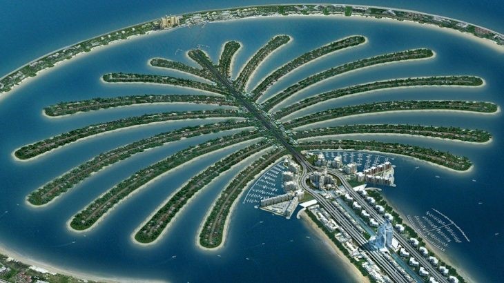 Palm Jumeirah Island, a palm-shaped man-made island, considered as the eight wonder of the world