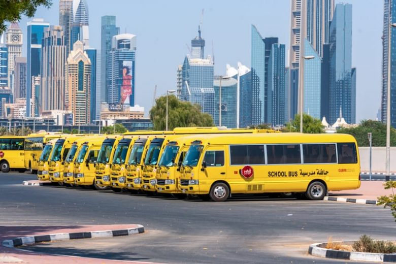 Buses lines up in Dubai