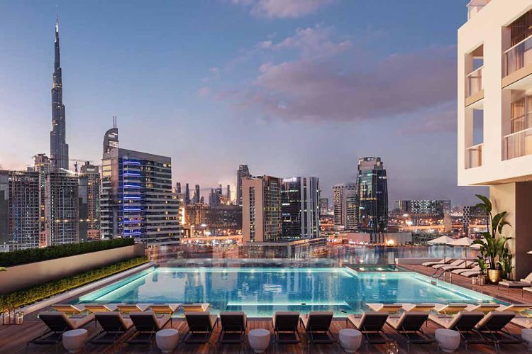 Waterfront Infinity Pool With Burj Khalifa Views