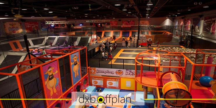 Jump Boxx Dubai offers an inflatable and colorful trampoline in Dubai