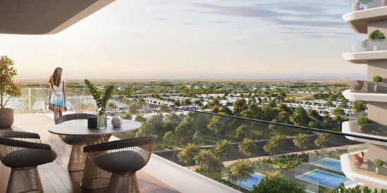 Modern 1 and 2-bedroom apartments at Elo 2 in Damac Hills 2, Dubai.