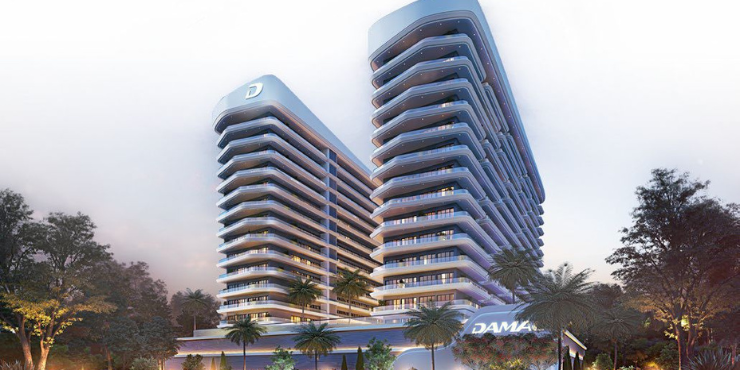 Panoramic views from spacious balconies at Elo 2 apartments in Dubai.