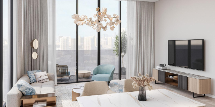 Roma Residences: Spacious living room featuring contemporary furnishings.