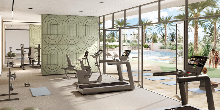 Roma Residences: State-of-the-art gym equipped with modern fitness gear.