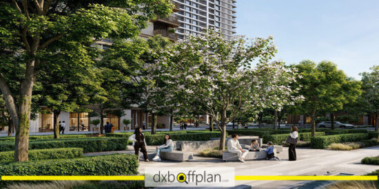 Beautifully landscaped garden at Address Residences with well-maintained green spaces, walking paths, and tranquil seating areas