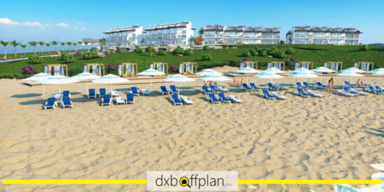 Scenic backdrop of Atlantis Villas & Apartments overlooking the Mediterranean Sea in Küçük Erenköy.