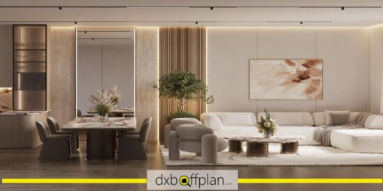 Dusk by Binghatti Developers: Open-concept living room