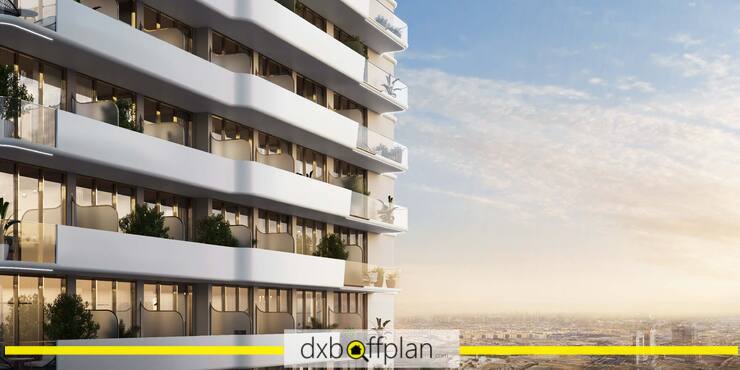 Pearl House II: Exterior view of the modern 11-story residential building in Jumeirah Village Circle, Dubai.