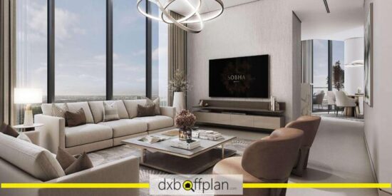 Sobha Solis Living Room: Spacious interior with contemporary furniture and large windows