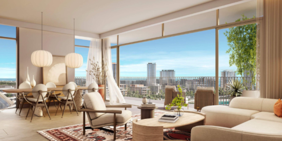 Contemporary apartments with floor-to-ceiling windows at Bay Grove Residences