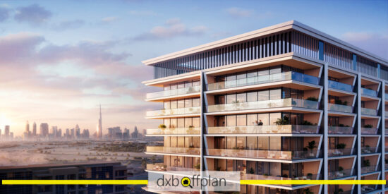 Binghatti Ivory Skyline: Binghatti Ivory in the backdrop of the stunning Dubai skyline, highlighting its central location.