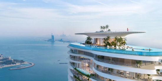 Como Residences penthouse: Views of the Palm Jumeirah from the outdoor lounge.