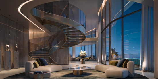 Como Residences penthouse: Luxurious living room with panoramic views.