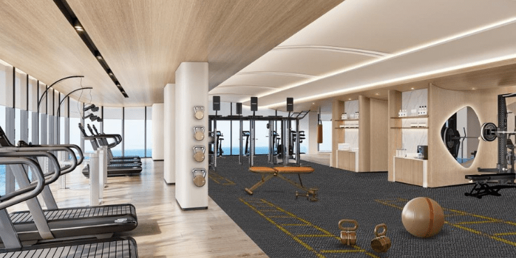 La Mazzoni at Al Marjan Island, featuring a fully equipped gym.