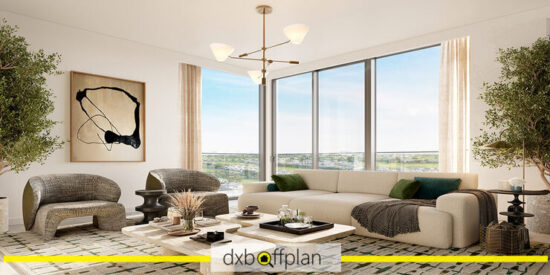 Vida Residences Club Point Living Room: Large windows, comfortable seating, and vibrant ambiance.