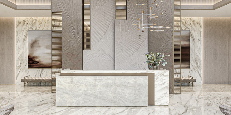 Altia One – Reception area with modern design and welcoming ambiance.