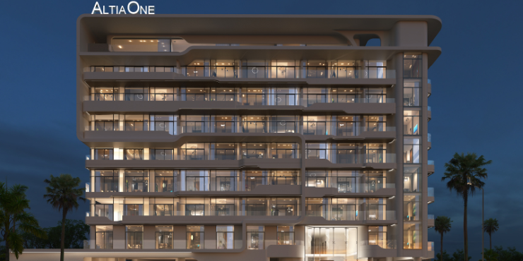 Altia One – Contemporary apartment building with sleek architecture.