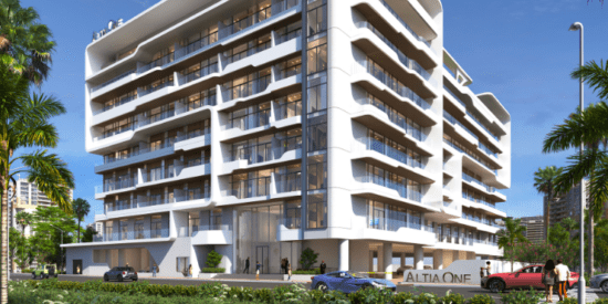 Altia One – Contemporary apartment building with sleek architecture.