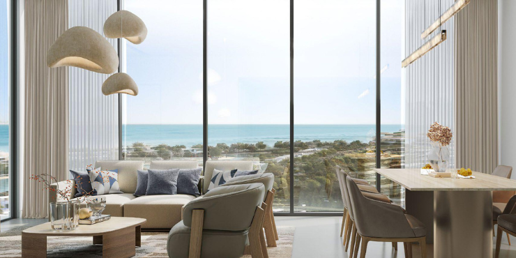 Spacious living rooms with modern interiors at Aquamarine Beach Residences.