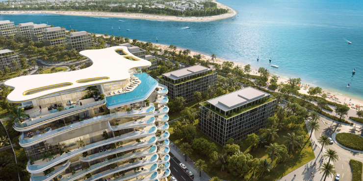 Prime waterfront location of Beach Walk Grand Apartments in Dubai.