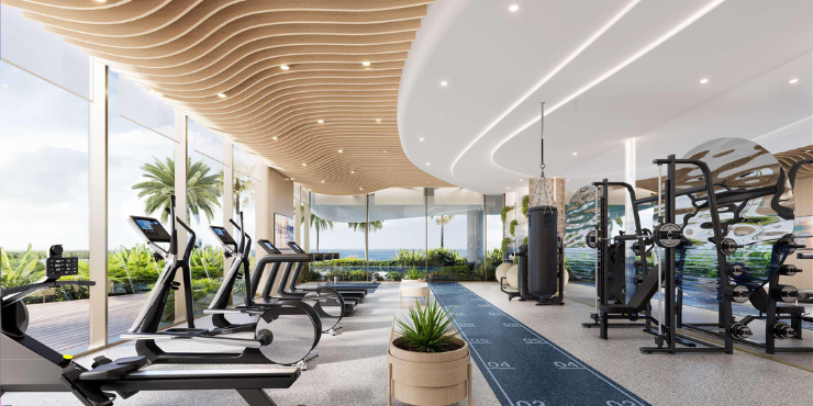 State-of-the-art gym at Beach Walk Grand Apartments.