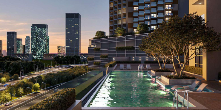 Rooftop pool with stunning city views at Century Tower.