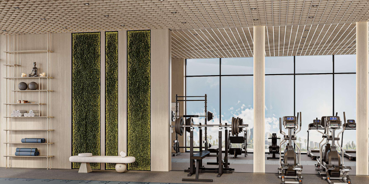 Cove Edition 3 fully equipped gym with state-of-the-art fitness equipment for wellness enthusiasts.