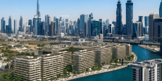 Eden House apartments overlooking the Dubai Water Canal in Jumeirah. 