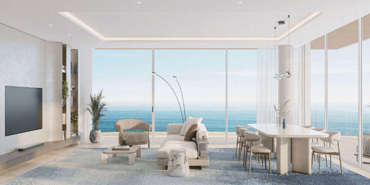 Ellington Cove at Dubai Island: Spacious living area with light.