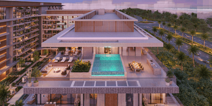 Ellington Cove at Dubai Island: Elegant pool area with views.