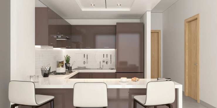 Marina Living Dubai Marina – Modern kitchen in a 2-bedroom apartment.