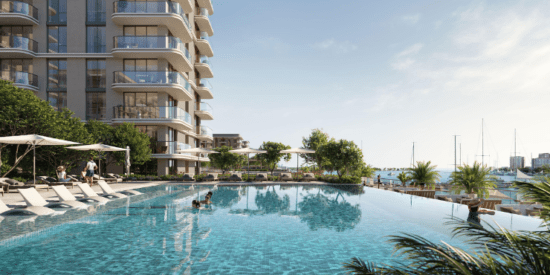 World-class amenities at Marina Place, including a pool.