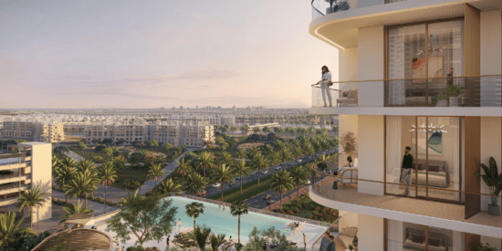 Panoramic exterior view of Marriott Residences JLT, showcasing its iconic structure in Jumeirah Lakes Towers.