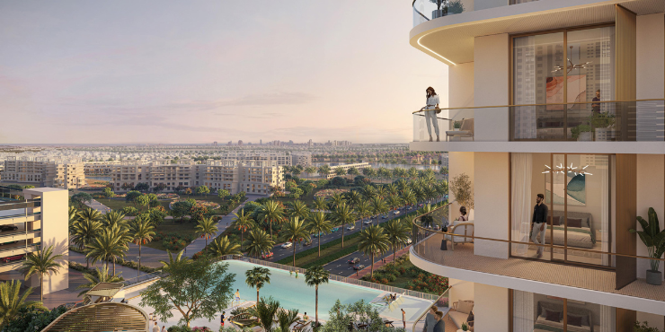 Panoramic exterior view of Marriott Residences JLT, showcasing its iconic structure in Jumeirah Lakes Towers.