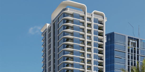 Oasis Tower 3 skyline view: Panoramic view of Ajman skyline.