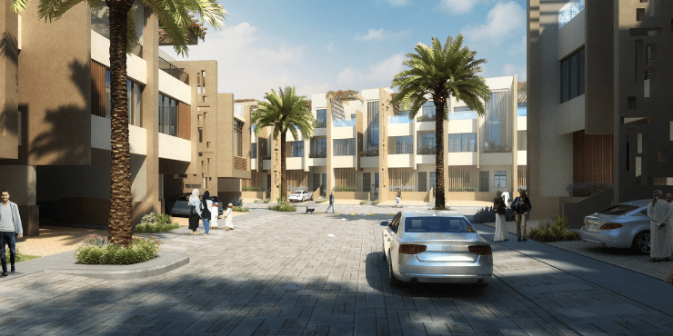 Modern interior of a Rose Village three-bedroom townhouse.