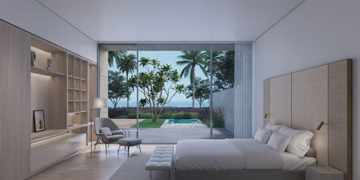 Sea Glints Mansions: Spacious bedroom with ocean views.