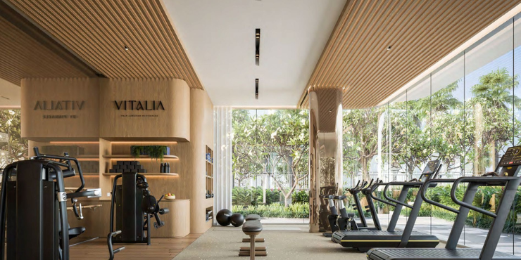 State-of-the-art fitness center at Vitalia by Pinnacle, Palm Jumeirah.