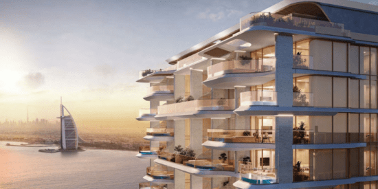 Modern architecture of Vitalia by Pinnacle on Palm Jumeirah, Dubai.