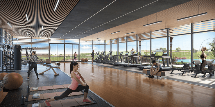 Yoga space in Yas Golf Collection Residences – peaceful area for meditation and fitness.