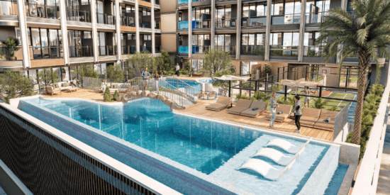 105 Residences at JVC - Swimming Pool: Resort-style outdoor pool for relaxation and fitness.