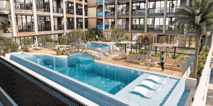 105 Residences at JVC - Swimming Pool: Resort-style outdoor pool for relaxation and fitness.