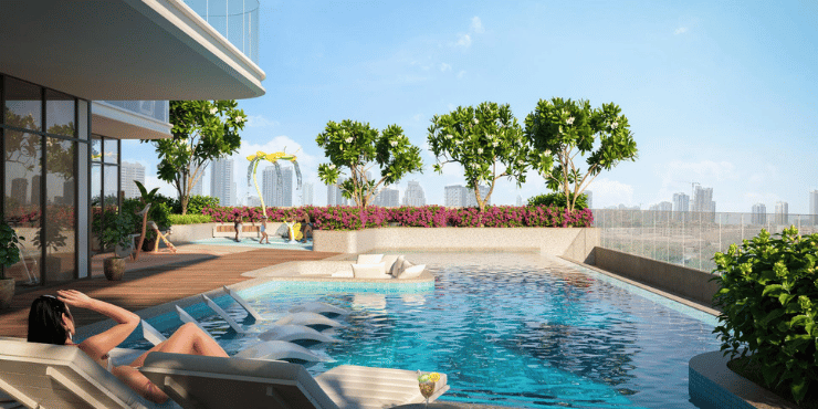 Avant Garde Residences: Infinity swimming pool with panoramic city views.